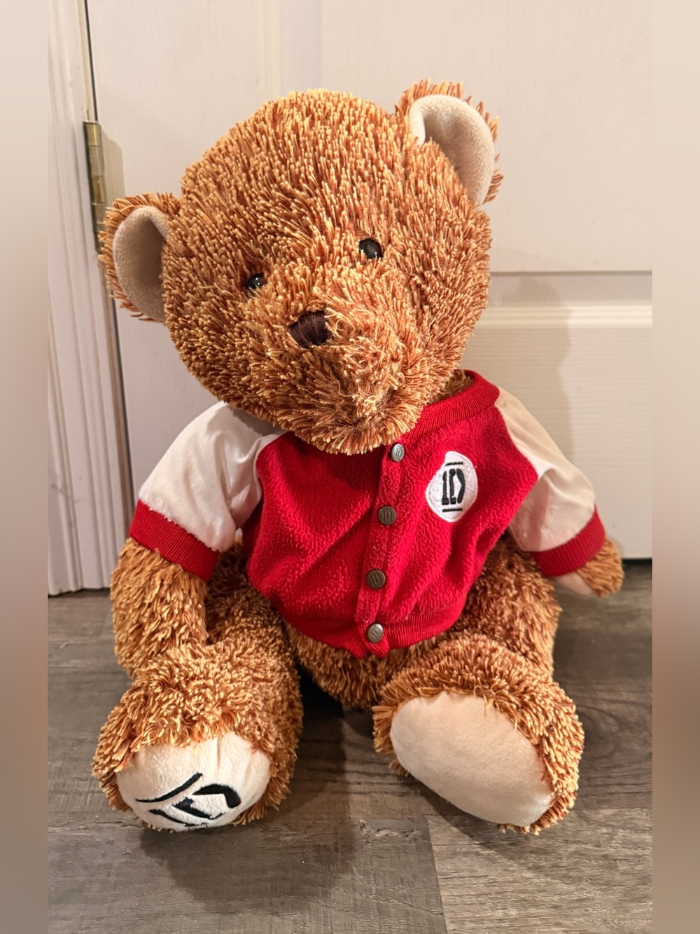 One Direction Stuffed Brown Teddy Bear in Red Jacket - Kids Plush Toy